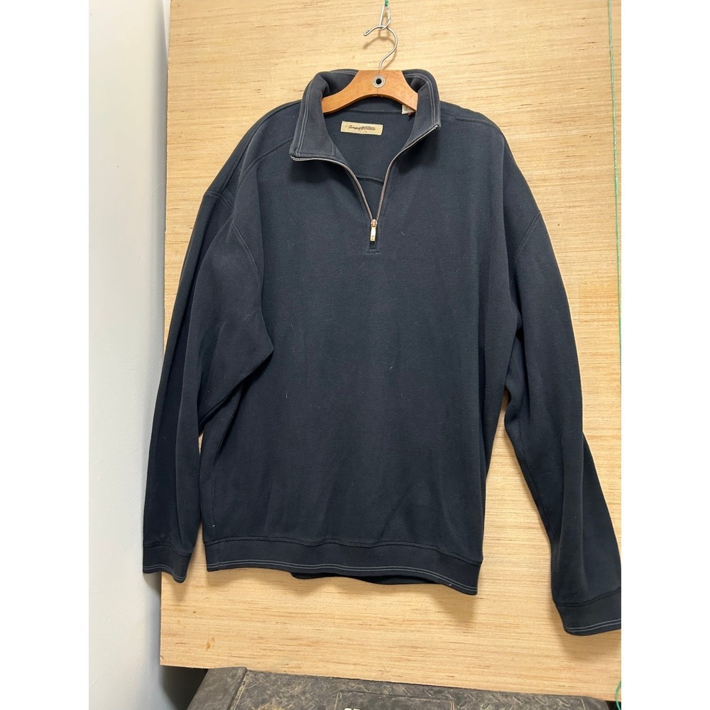 Tommy Bahama Mens L/G Black 1/2 Zip Long Sleeve Pullover Sweatshirt